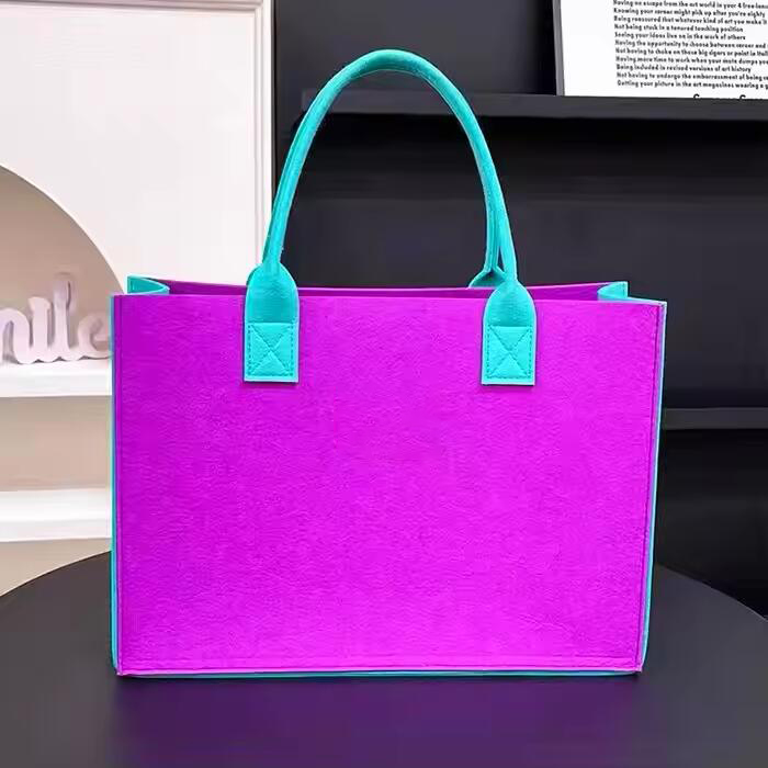 Wholesale Custom Printed Logo Wool Felt Lady Handbags Reusable Women's Shopping Tote Bag