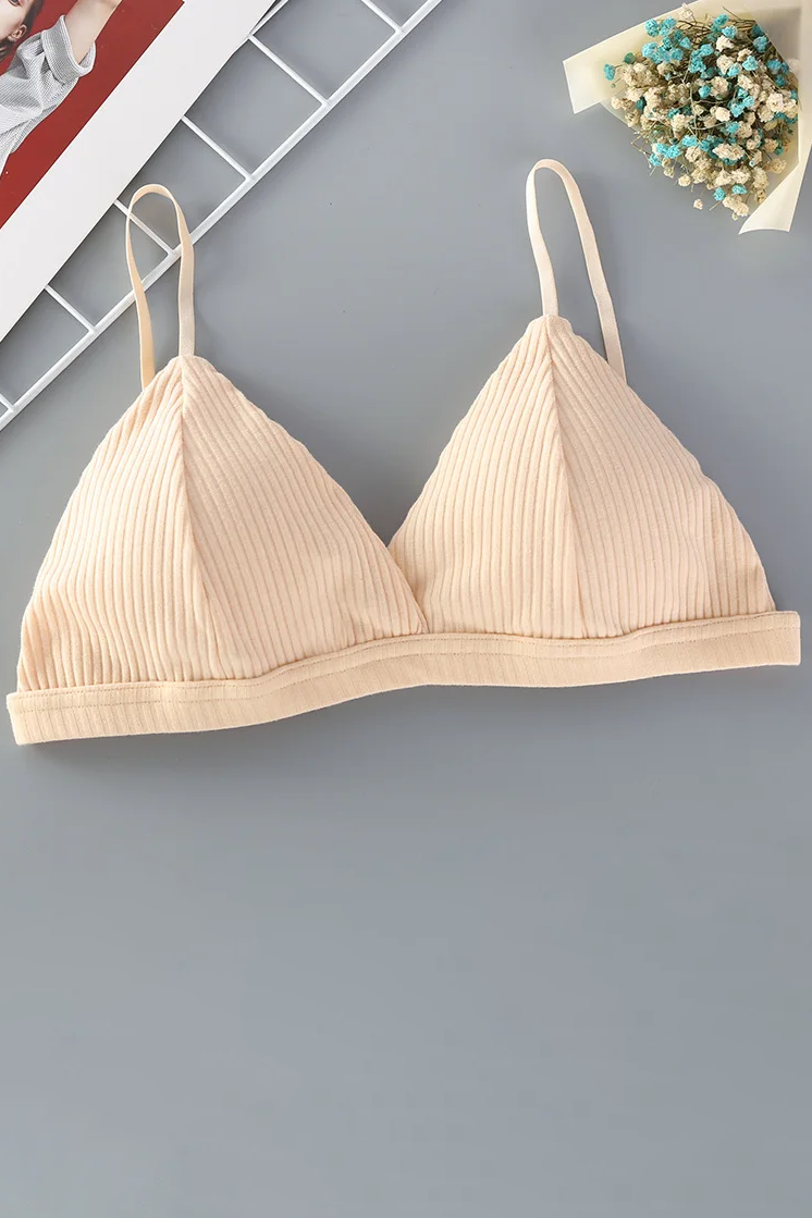 Women's Cotton Push-Up Bralette Solid Color Bras Seamless Wire-Free Brassiere Sexy Lingerie Simple Underwear for Female Girls