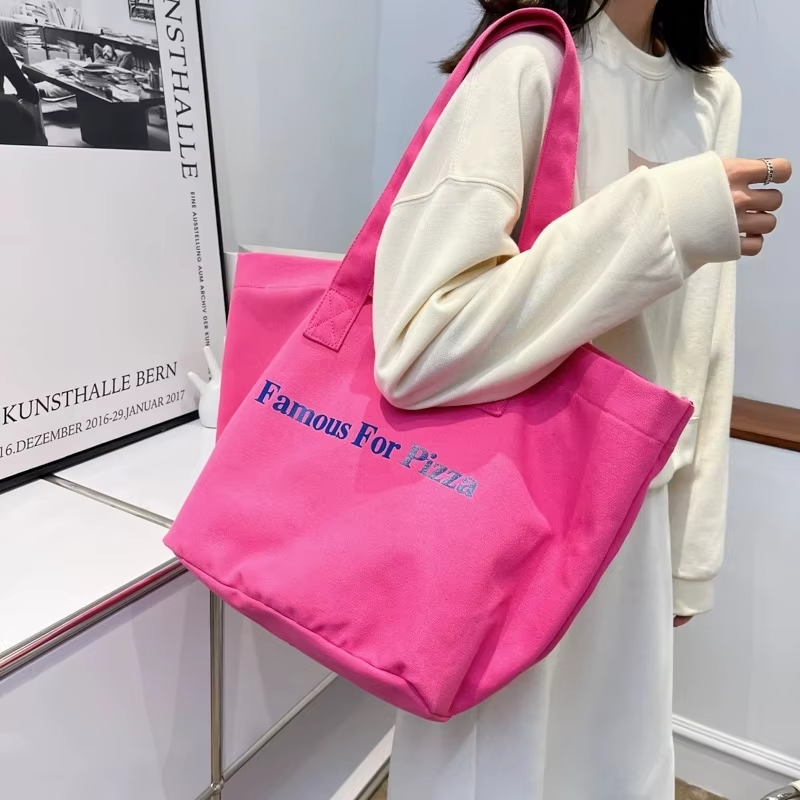 Custom Logo Popular Fashion Heavy Duty Large Personalized Eco Wholesale Shopping Cotton Canvas Tote Bag With Pocket
