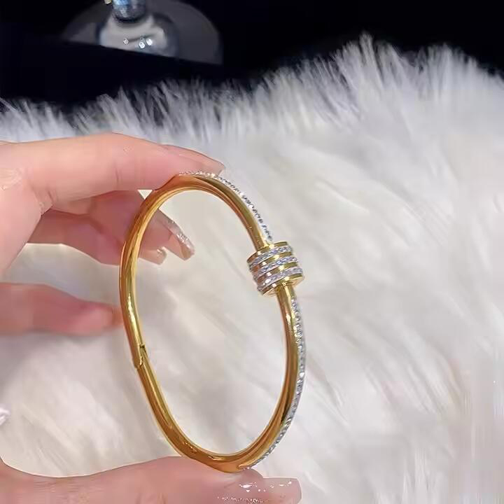 Custom Bangle Fashion Charm Bracelet Mixed Bracelet Gold Zircon Waterproof Stainless Steel Bracelet Jewelry Supplier