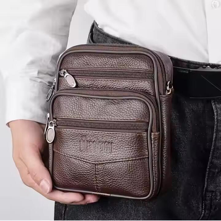 Men Genuine Leather Crossbody Bag Business Messenger Side Shoulder Bag Casual for Men Gifts