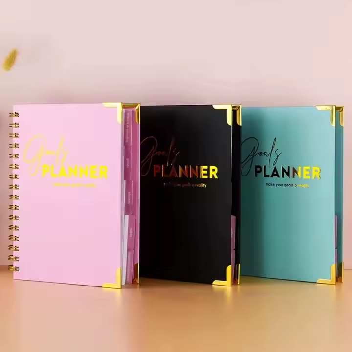 Wholesale Custom Gold Coil A5 Planner Hardcover Organizer Daily Notebook Office Gift Stationery Supplies