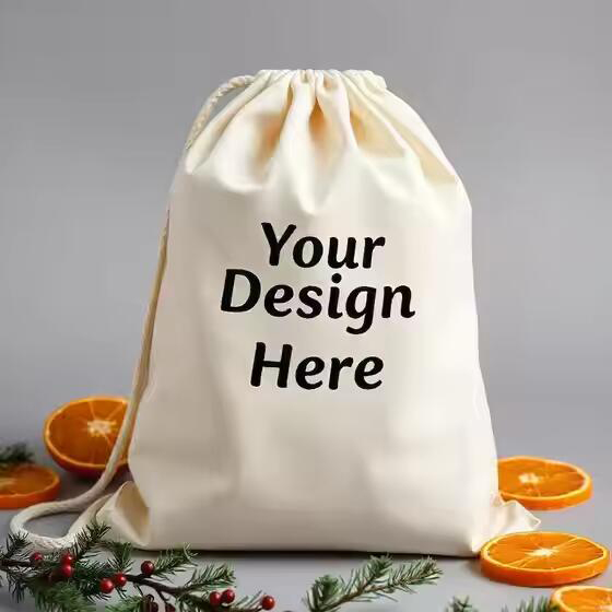 Cotton Canvas Drawstring Pouch Gift Jewelry Packaging Bags