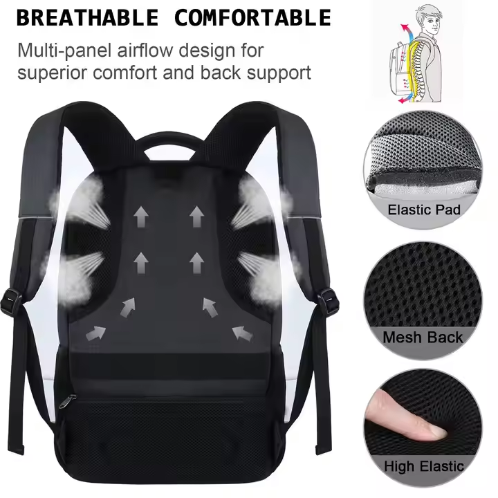 Customized Computer Unisex School Bag Waterproof Business Travel Office Nylon Custom Men Laptop Backpack With USB Charging