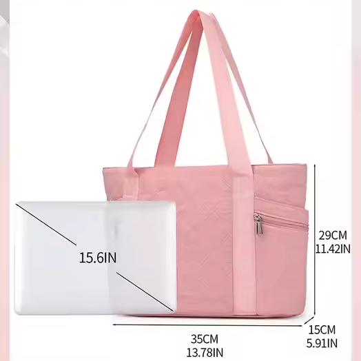 Large Capacity Casual Tote Travel Bag With Diamond Grid Luxury Polyester Shoulder Handbag