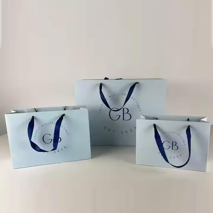 Custom Logo Large Black Matte Laminated Paper Shopping Bag Tote Product Gift Bags for Clothing Store with Your Own Logo