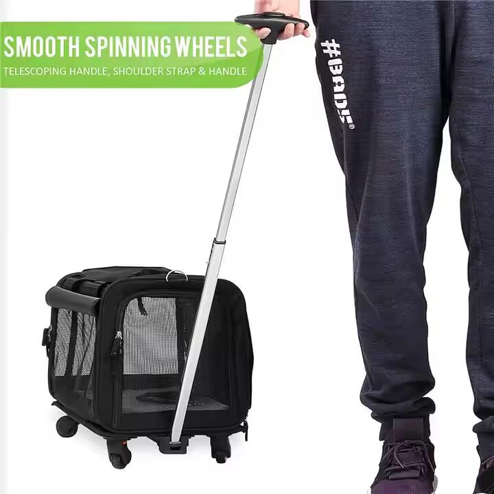 Airline Approved Mesh Breathable Travel Pet Stroller Trolley Dog Cat Backpack Pet Carrier With Wheels