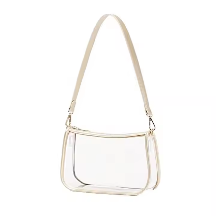 Custom Logo Clear Purse Handbag Stadium Approved Small Tote Bag Transparent Pvc Shoulder Bag