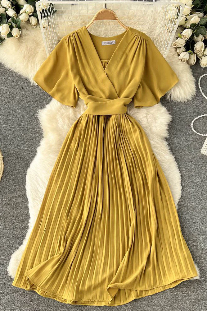 Fashion Women V-Neck Ruffle Maxi Dress
