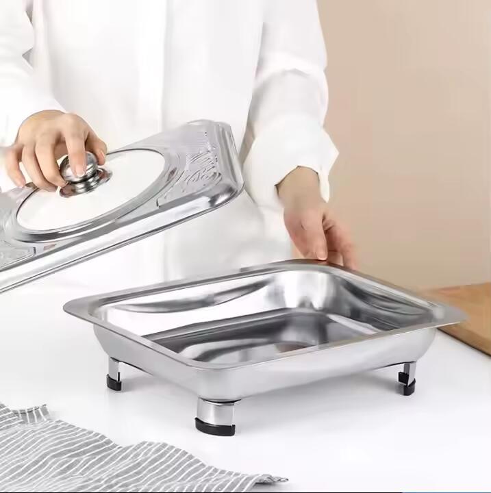 Factory Direct Commercial Hotel Food Warmer Stainless Steel Restaurant Buffet Chafing Dish With Lid Dish Plate