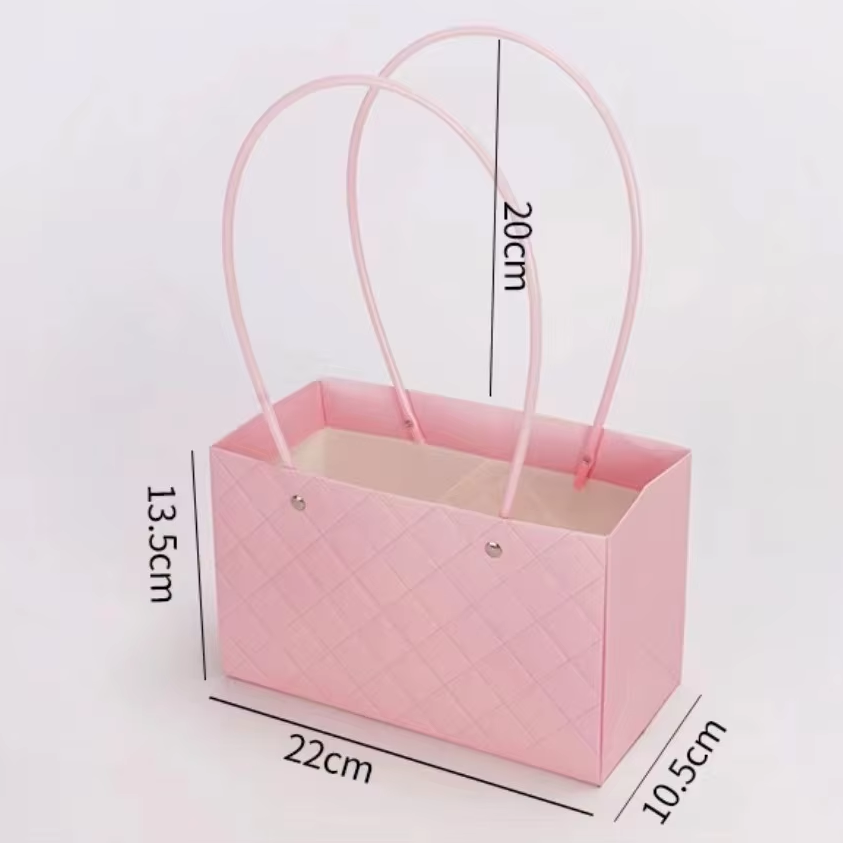 Rectangle Handbag Surface Rhomboid Embossing Waterproof Floral Bouquet Packaging Box Fresh Flower Paper Bag