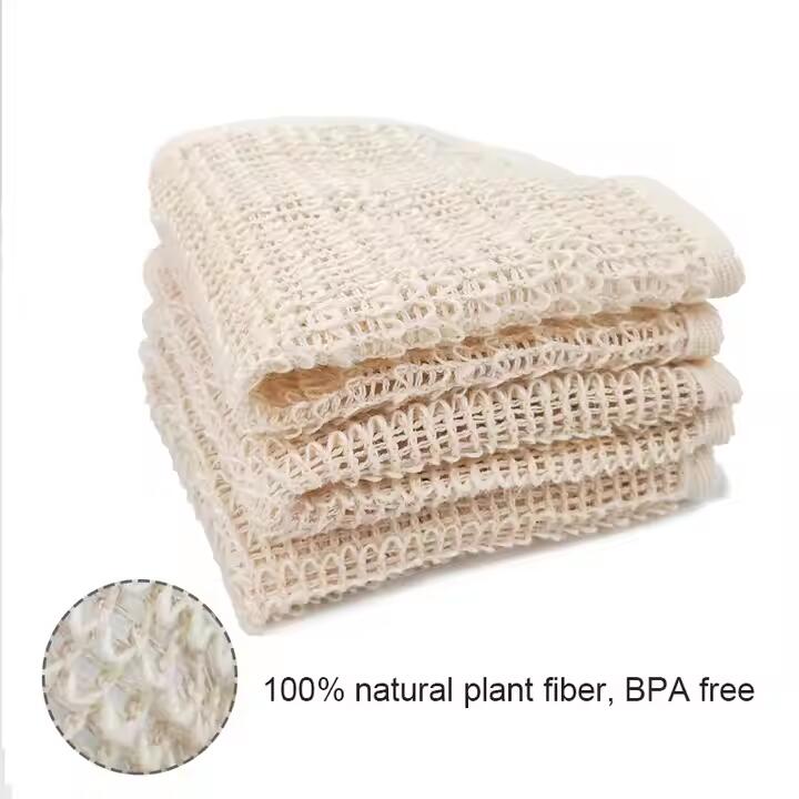 Wholesale Eco Friendly Reusable Bath Supplies Exfoliating Loofah Towel Sisal Natural Bath Wash Cloth Body Sponge Washing Cloth