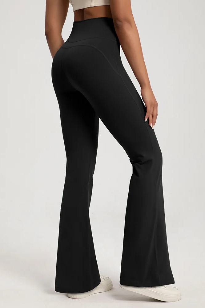 Naked High Waisted Waist Cinching Hip Lifting Fitness Exercise Elastic Bell Bottom Pants Women Casual Outdoor Running Yoga Pants