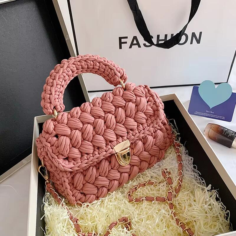 Fashion Handbags Stars With The Same Paragraph Hand-Woven Bag Ins Net Red Cloth Bag