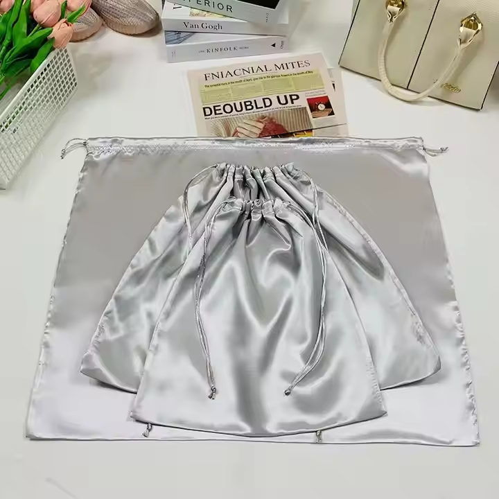 Custom Logo Satin Silk Silk Dust Bag For Handbags Travel Silk Storage Bag Drawstring Multi-Dimension