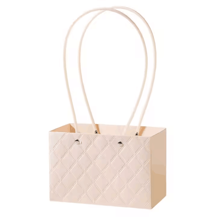 Rectangle Handbag Surface Rhomboid Embossing Waterproof Floral Bouquet Packaging Box Fresh Flower Paper Bag