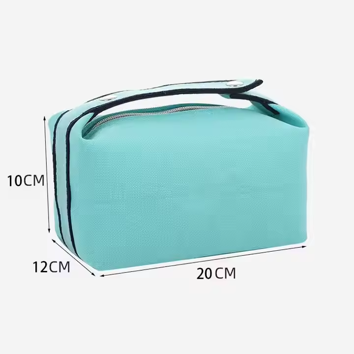 Brand Design Custom Embroidered Logo Portable Makeup Bag Canvas Portable Cosmetic Bag Large Capacity Skincare Pouch