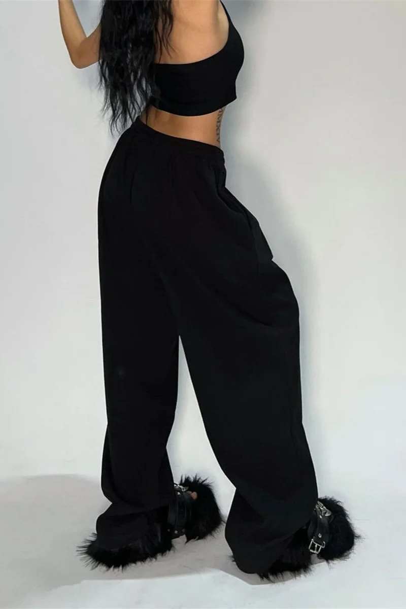 Casual Solid Sweatpants For Women High Waist Lace Up Loose Joggers Pant Classic Baggy Streetwear Female Sport Dance Trouser Y2K