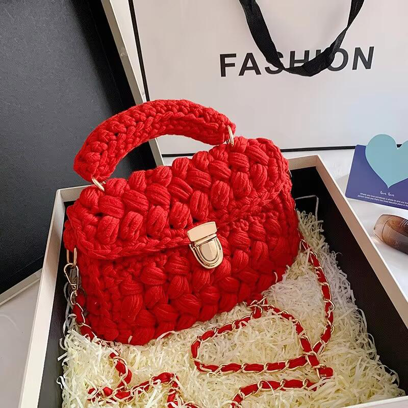 Fashion Handbags Stars With The Same Paragraph Hand-Woven Bag Ins Net Red Cloth Bag