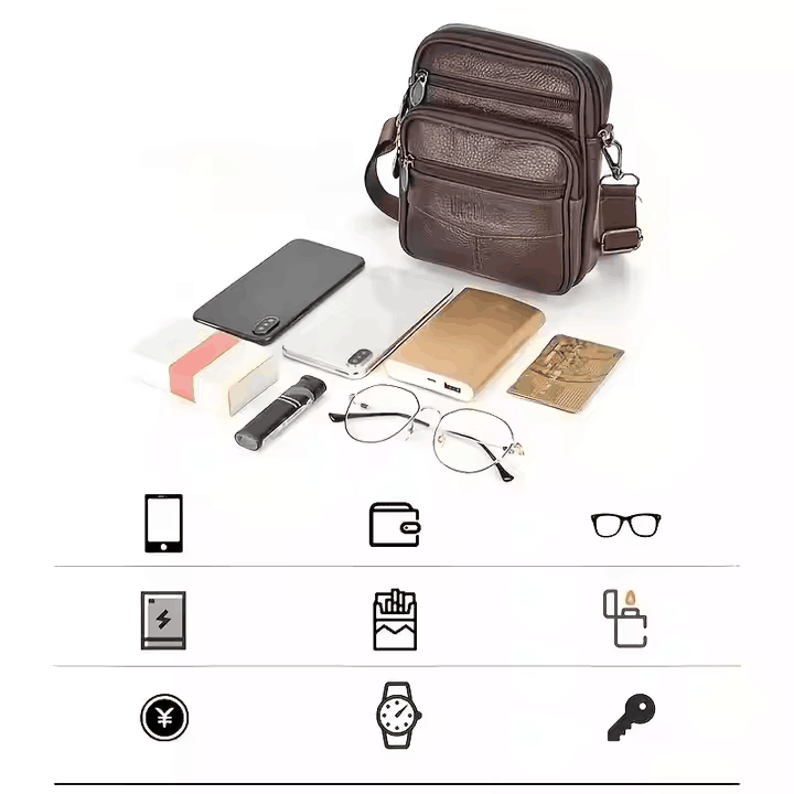 Men Genuine Leather Crossbody Bag Business Messenger Side Shoulder Bag Casual for Men Gifts