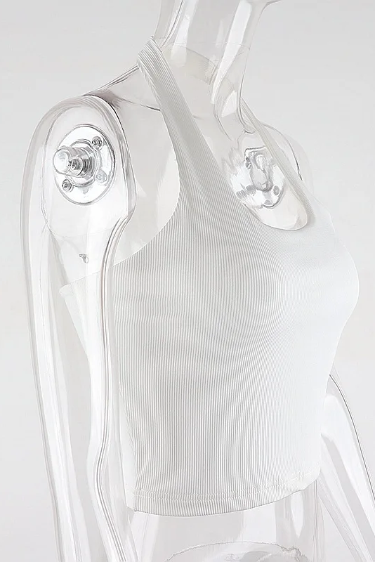 Sexy Halter Backless Tank Tops For Women Streetwear Sleeveless Ribbed Knit Vest Top Cropped Feminino