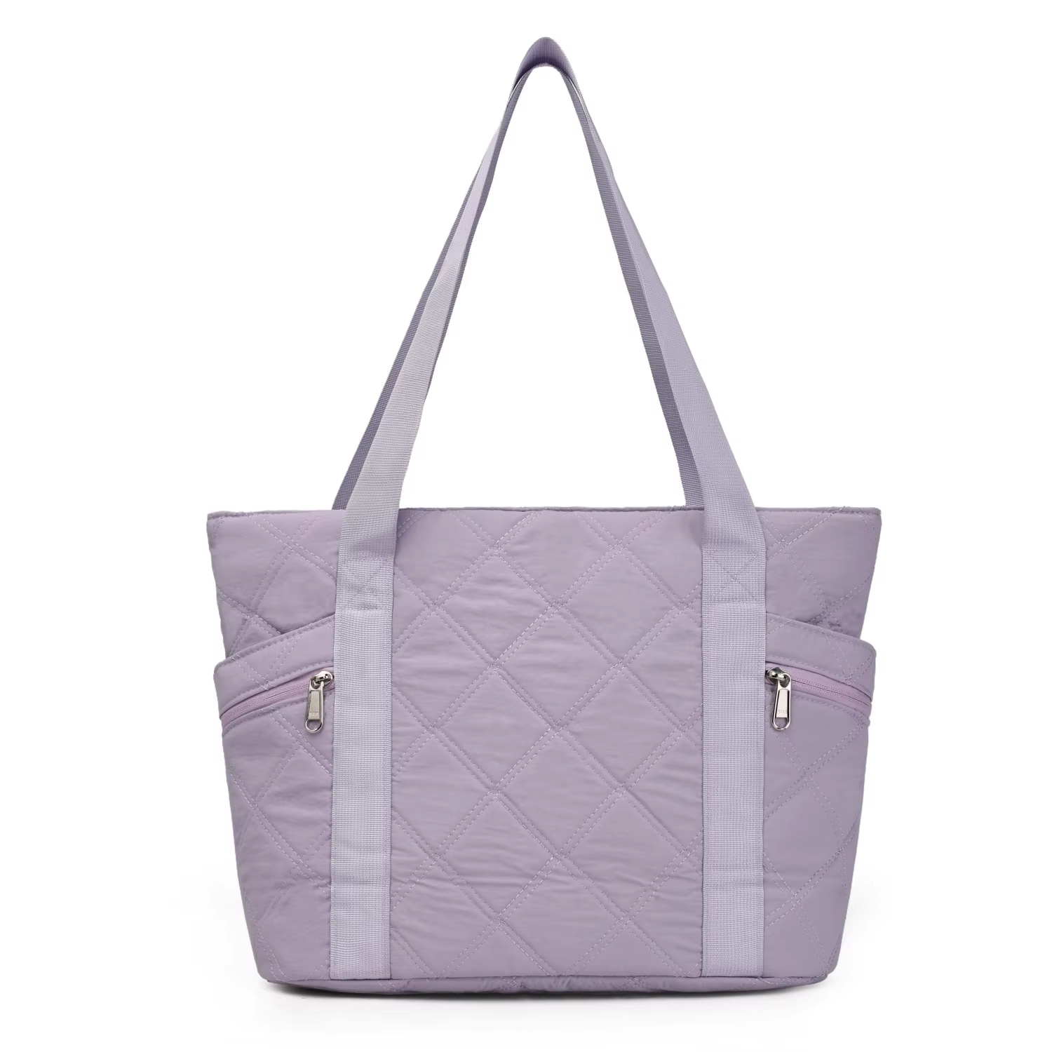 Large Capacity Casual Tote Travel Bag With Diamond Grid Luxury Polyester Shoulder Handbag