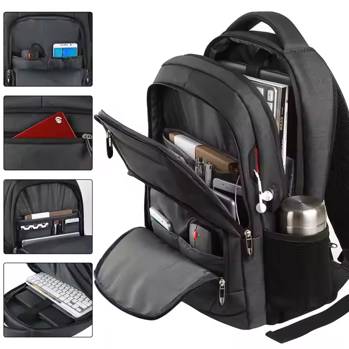 Customized Computer Unisex School Bag Waterproof Business Travel Office Nylon Custom Men Laptop Backpack With USB Charging