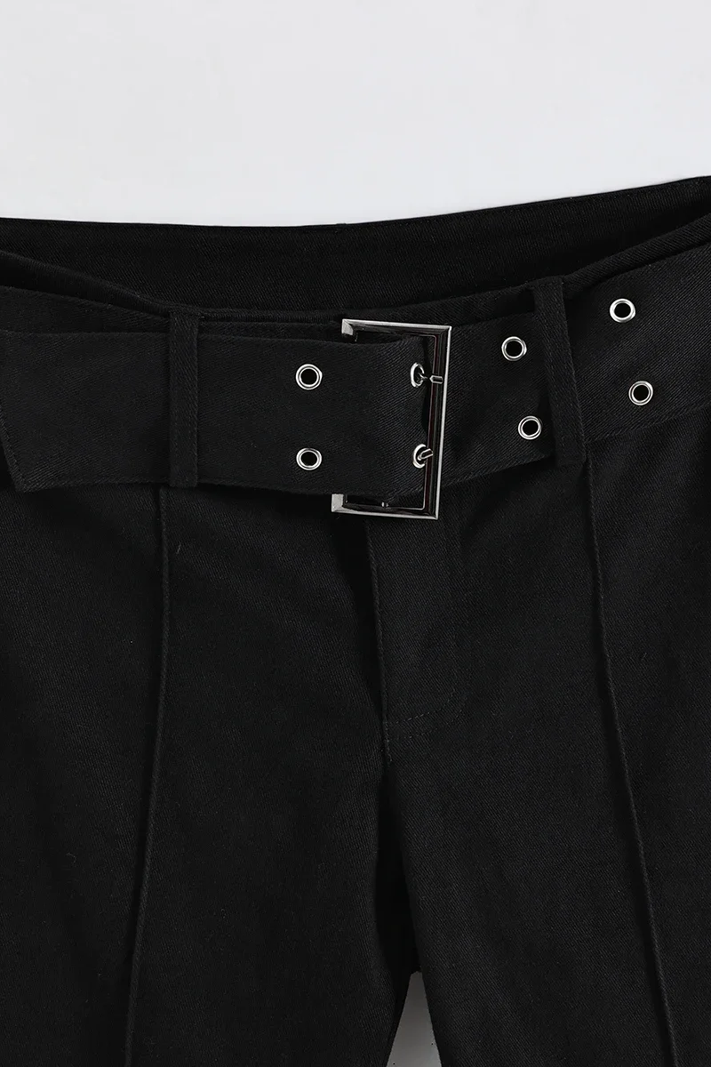 Y2K Retro Women's Black Flare Pants Streetwear Fashion Trousers Harajuku Wide Yoga Pants Aesthetic Clothes