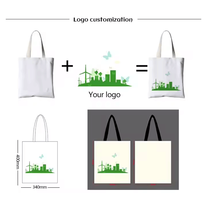 Wholesale Cotton Shopping Canvas Tote Bag Style Size Customized Foldable Canvas Reusable Shopping Bag with Custom Printed logo