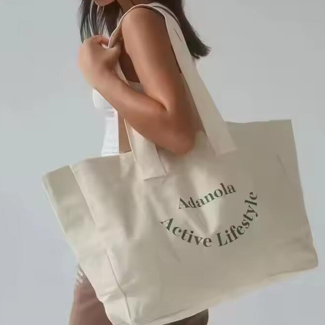 Custom Logo Popular Fashion Heavy Duty Large Personalized Eco Wholesale Shopping Cotton Canvas Tote Bag With Pocket