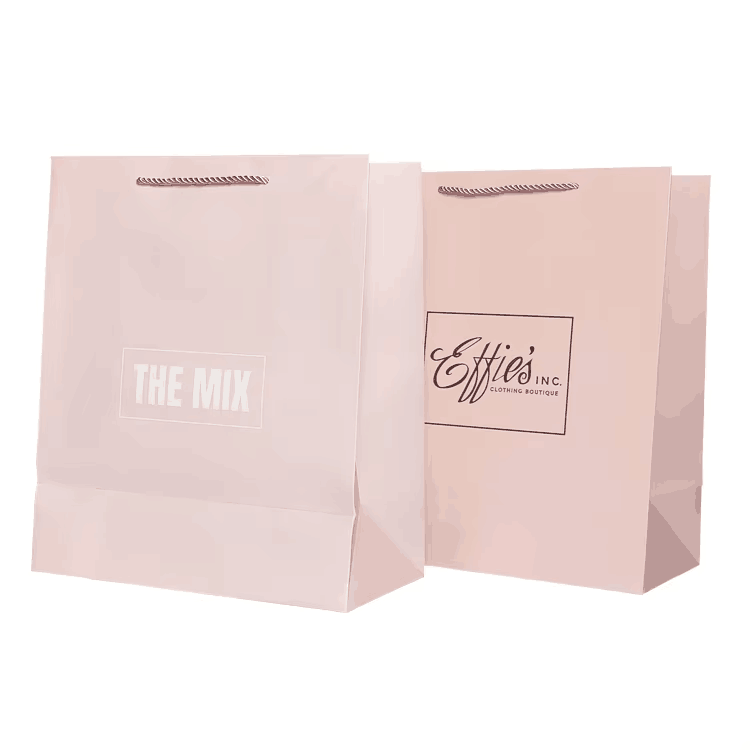 Custom Logo Large Black Matte Laminated Paper Shopping Bag Tote Product Gift Bags for Clothing Store with Your Own Logo