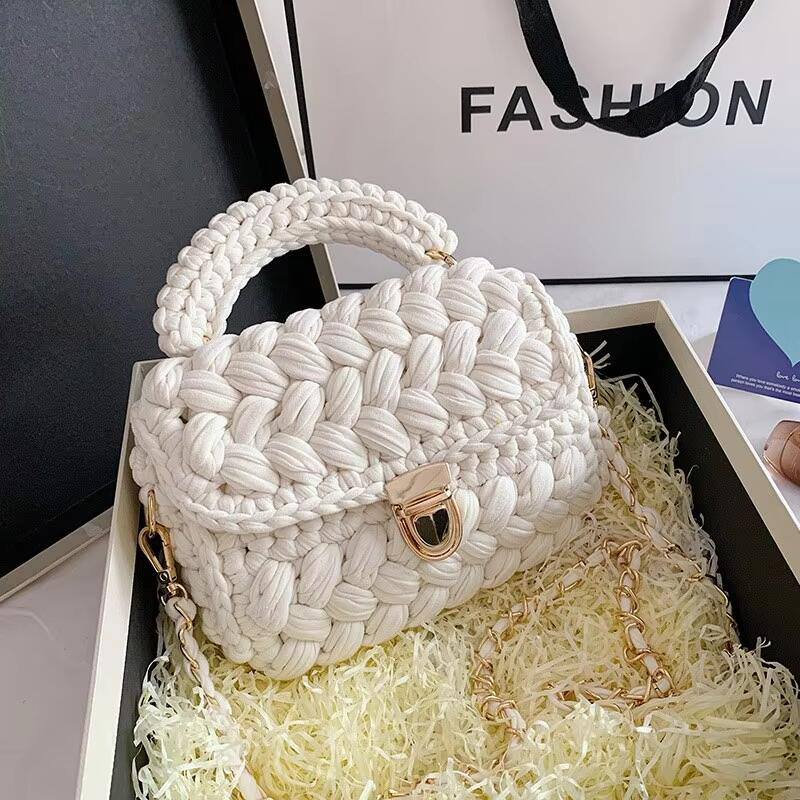 Fashion Handbags Stars With The Same Paragraph Hand-Woven Bag Ins Net Red Cloth Bag