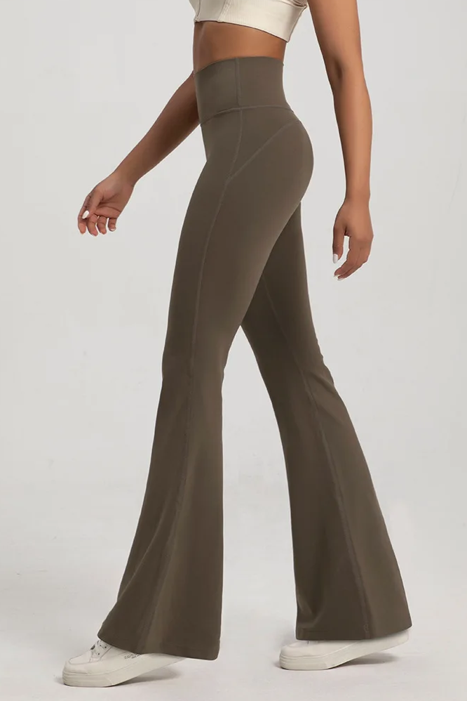 Naked High Waisted Waist Cinching Hip Lifting Fitness Exercise Elastic Bell Bottom Pants Women Casual Outdoor Running Yoga Pants