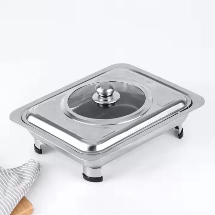 Factory Direct Commercial Hotel Food Warmer Stainless Steel Restaurant Buffet Chafing Dish With Lid Dish Plate