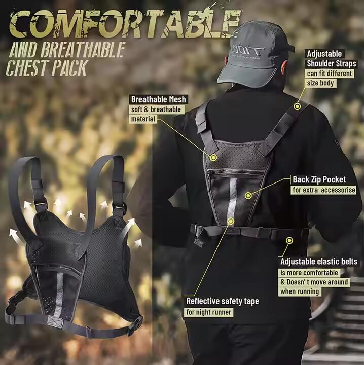 Custom Logo Outdoor Sport Chest Pack Rig Tactical Vest Waterproof Edc Chest Bag With Zipper Closure For Men And Women