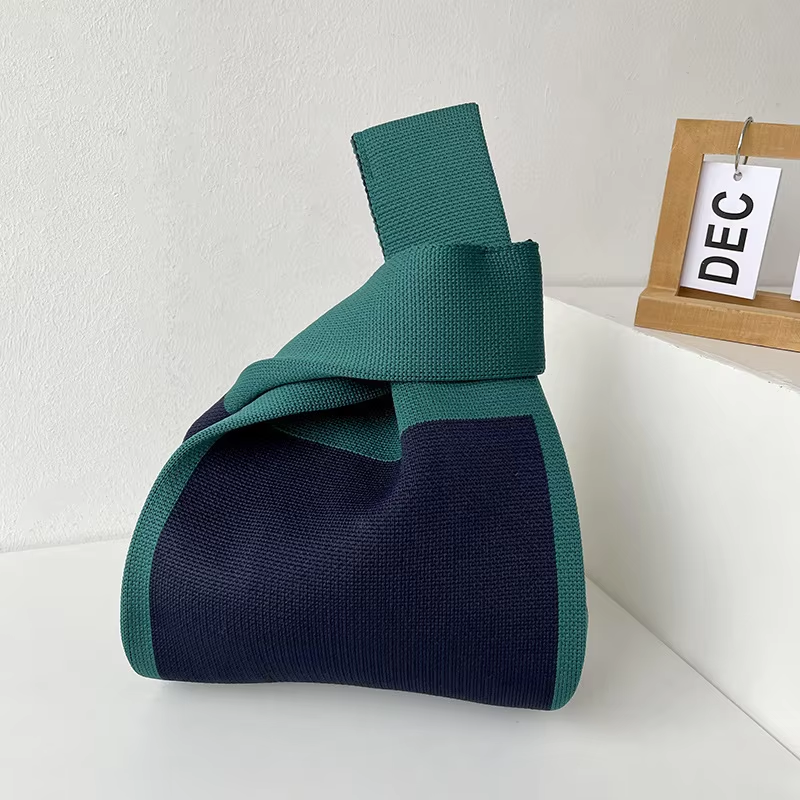 Mini Purse Custom Kids Tote Handbags Polyester Knitted Shoulder Bag Floral Beach Tote Bags for Women