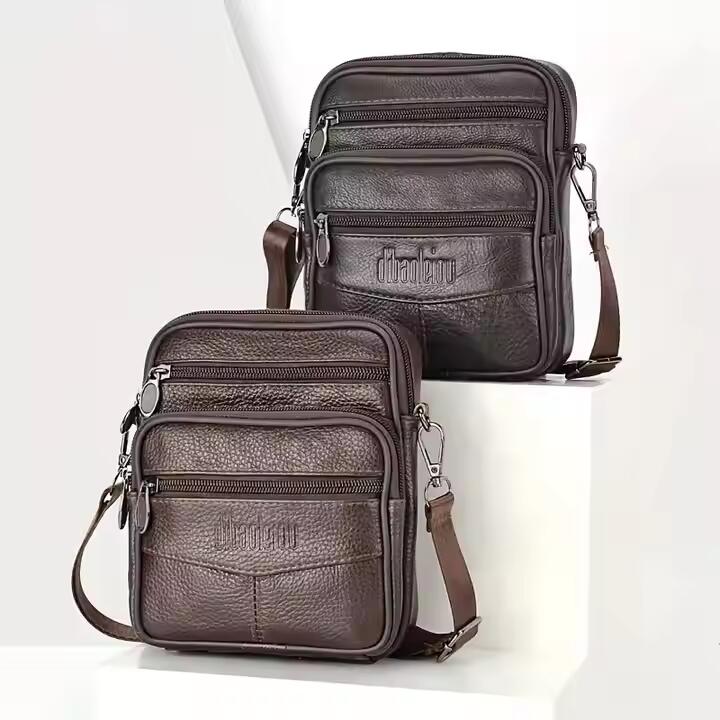 Men Genuine Leather Crossbody Bag Business Messenger Side Shoulder Bag Casual for Men Gifts