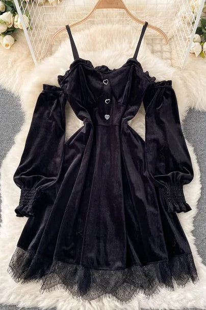 Fashion Women Mini Dress Off Shoulders High Waist Lace  Dress