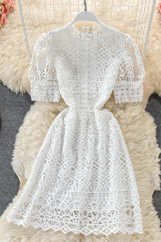 Fashion Women Lace Hollow A-line Dress