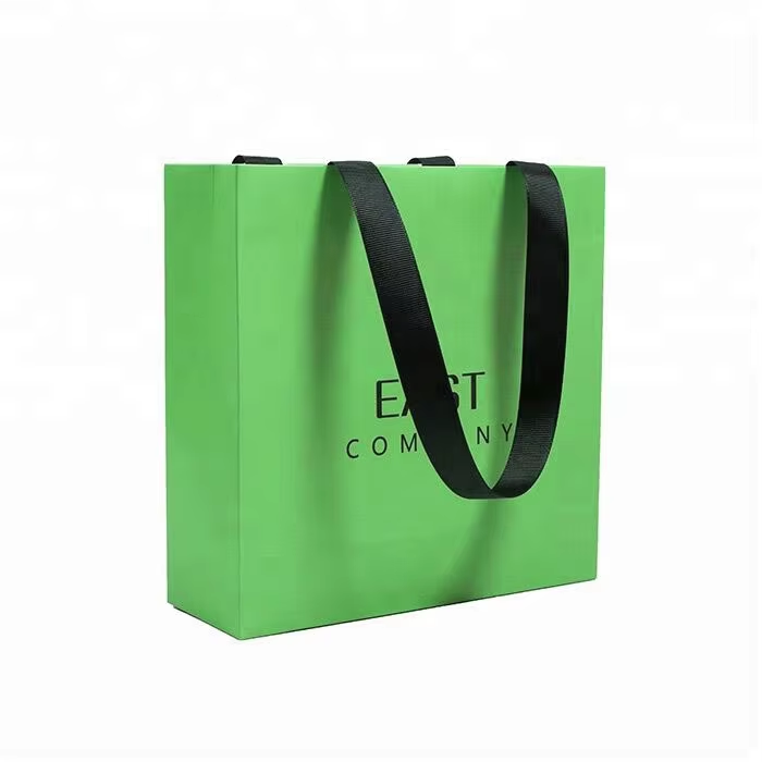 Luxury Ribbon Handle Boutique Shopping Packaging Customized Printed Euro Paper Gift Bags With Logo