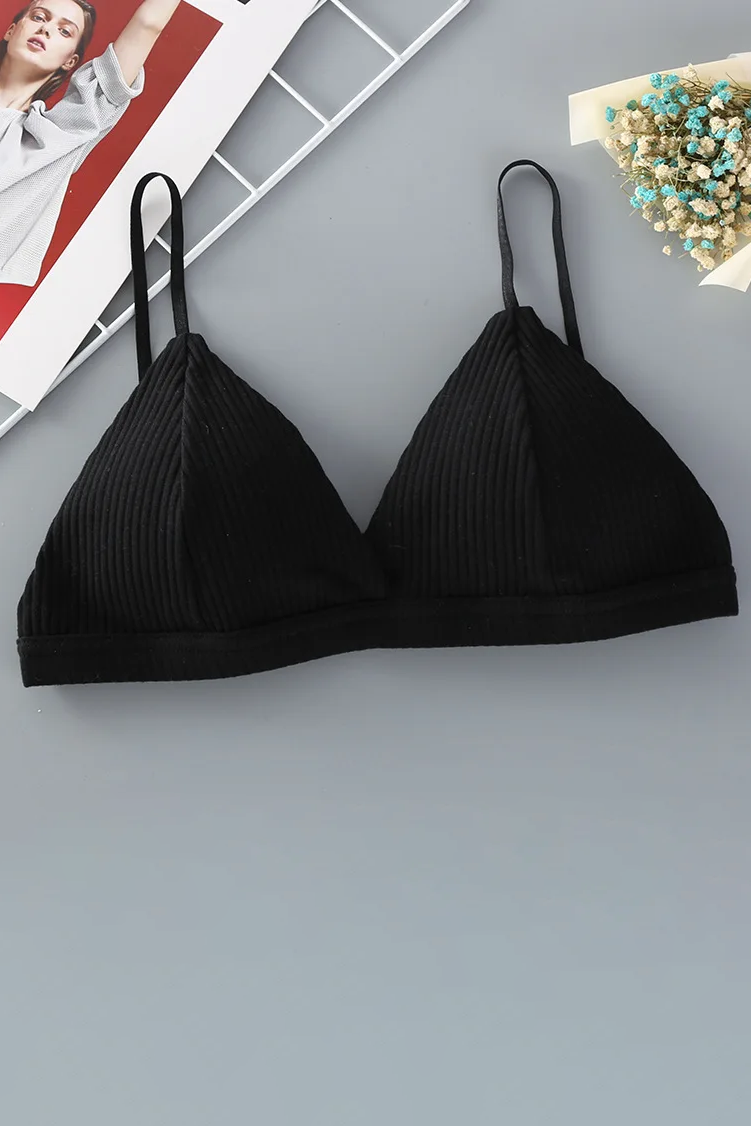 Women's Cotton Push-Up Bralette Solid Color Bras Seamless Wire-Free Brassiere Sexy Lingerie Simple Underwear for Female Girls
