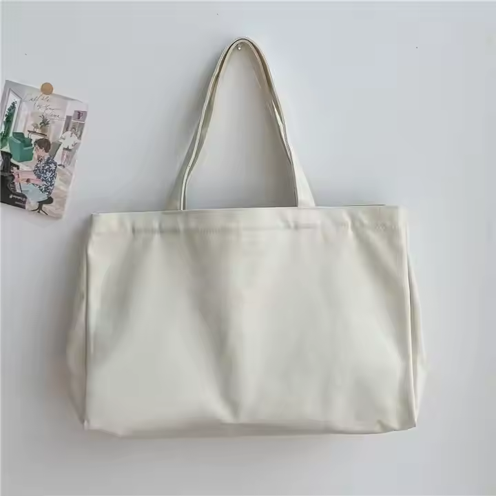 Wholesale Large Capacity Eco-Friendly 12oz Thick Reusable Cotton Custom Logo Print Tote Bag Canvas Shopping Bag