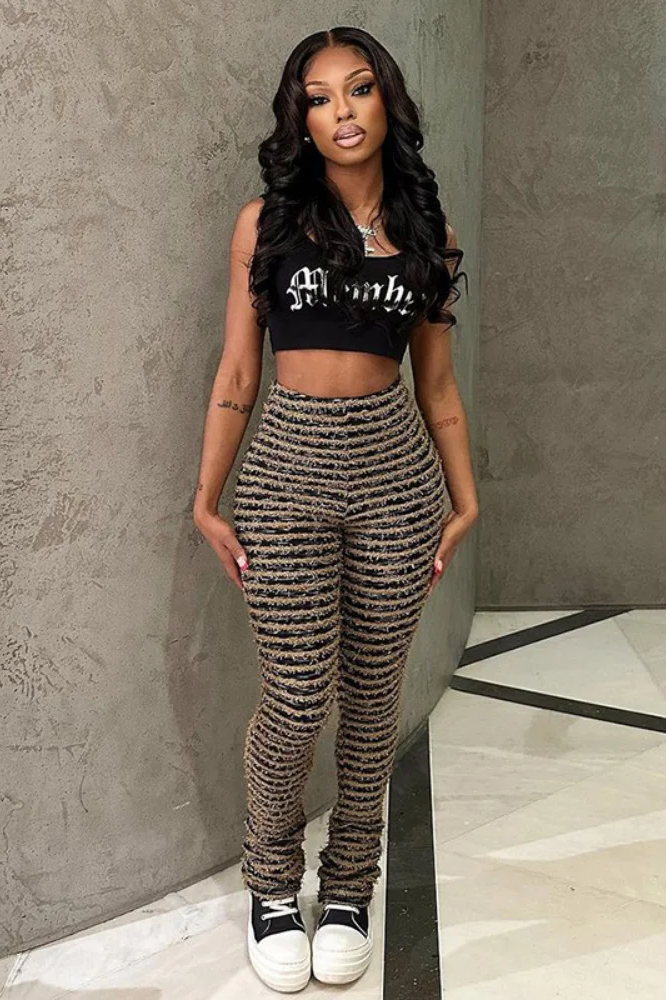 Color Block Stripes Pants Women High Waist Loose Sweatpants Women's Bodycon All-match Trouseres For Female