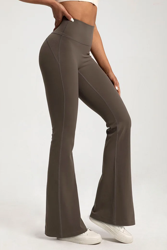 Naked High Waisted Waist Cinching Hip Lifting Fitness Exercise Elastic Bell Bottom Pants Women Casual Outdoor Running Yoga Pants