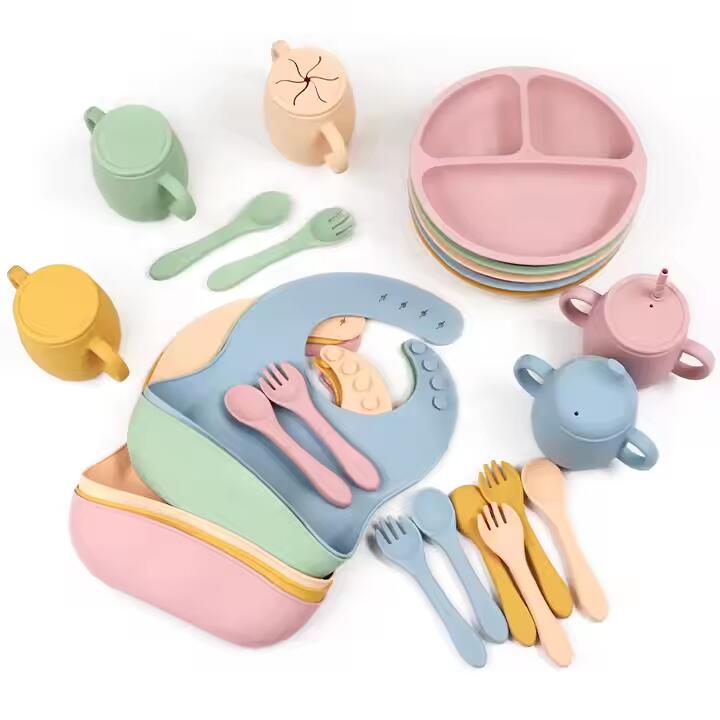 Top Seller Baby Supplies Silicone Baby Feeding Set Newborn Set Gift Baby Plate Set