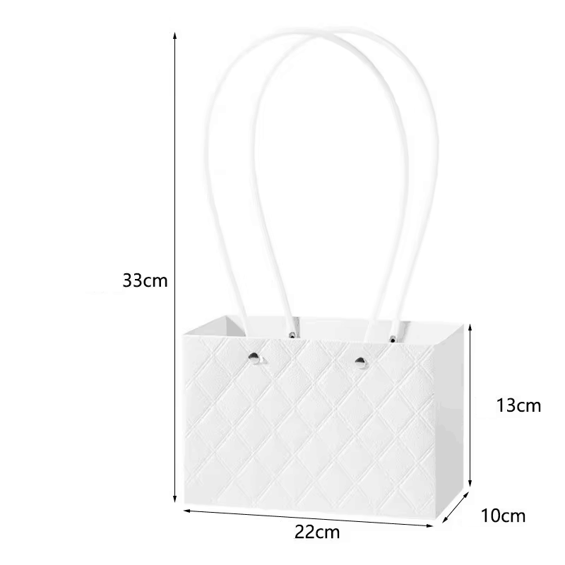 Rectangle Handbag Surface Rhomboid Embossing Waterproof Floral Bouquet Packaging Box Fresh Flower Paper Bag