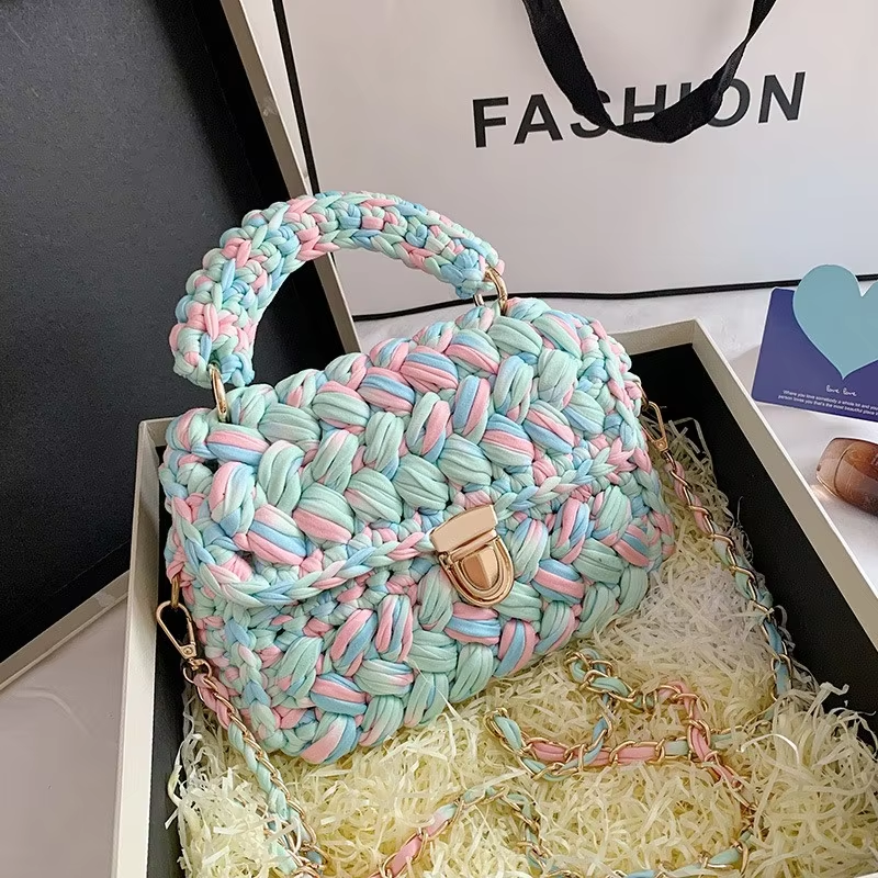 Fashion Handbags Stars With The Same Paragraph Hand-Woven Bag Ins Net Red Cloth Bag