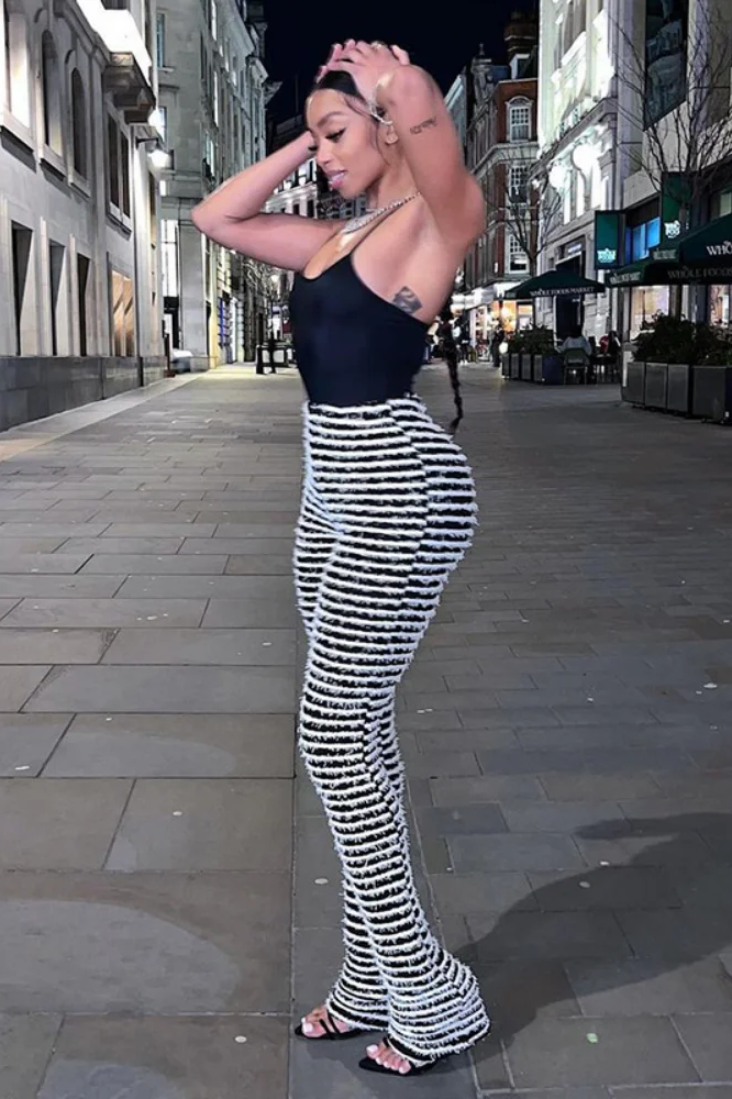 Color Block Stripes Pants Women High Waist Loose Sweatpants Women's Bodycon All-match Trouseres For Female