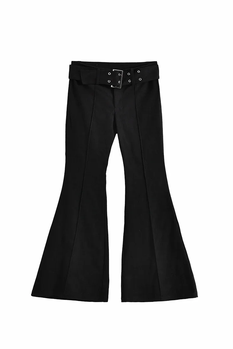 Y2K Retro Women's Black Flare Pants Streetwear Fashion Trousers Harajuku Wide Yoga Pants Aesthetic Clothes