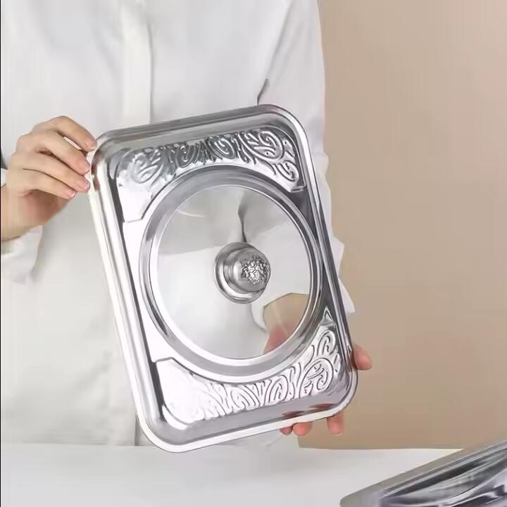 Factory Direct Commercial Hotel Food Warmer Stainless Steel Restaurant Buffet Chafing Dish With Lid Dish Plate